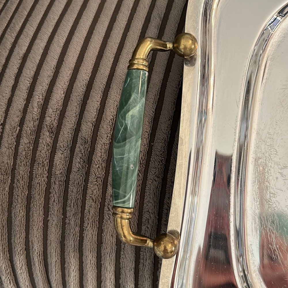 Elegant Silver Tray with Gold Floral Design - Picture 8 of 9